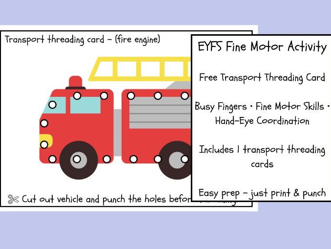 FREE Transport Threading Card EYFS