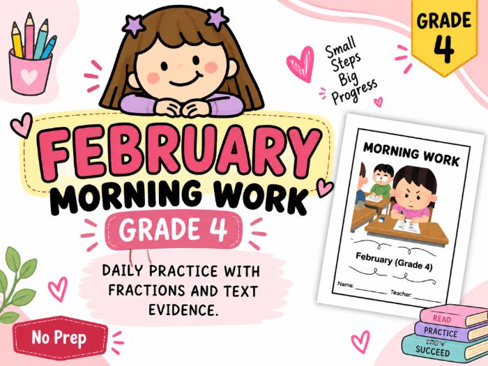 Year 4 February Morning Work: Daily English & Maths Spiral Review – 20 Days, No Prep