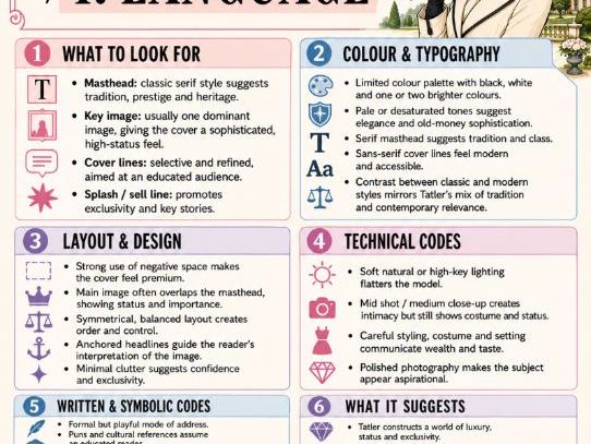 AQA GCSE Media One Page Revision Guides TATLER Magazine
