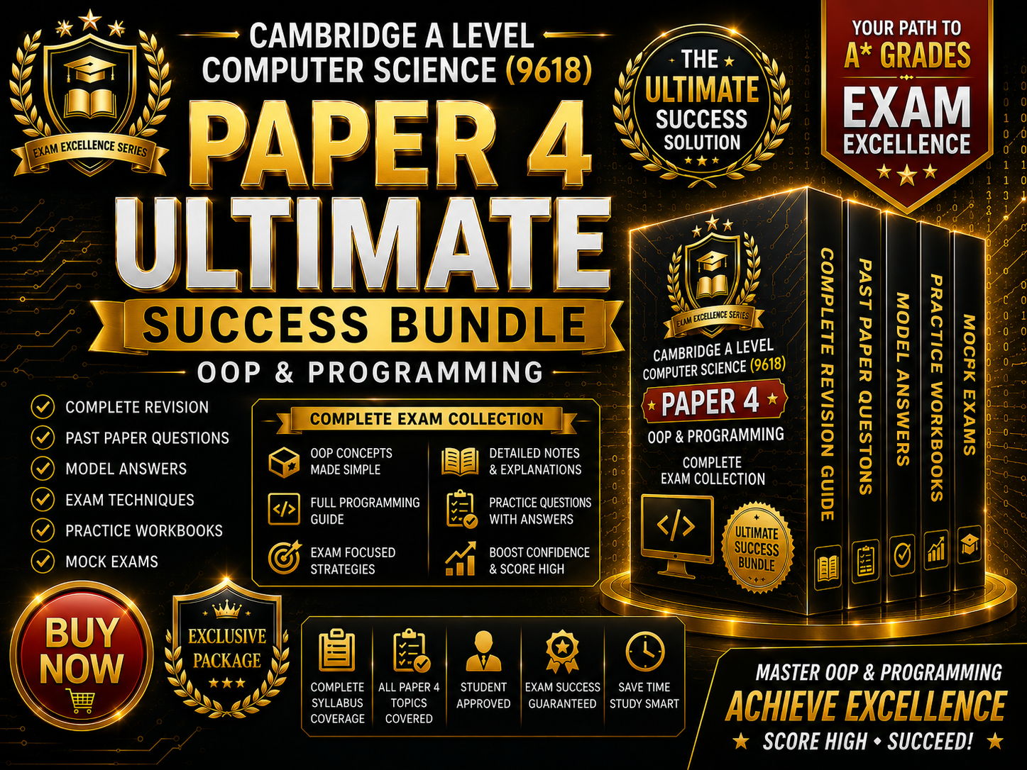 Cambridge A Level Computer Science (9618) Paper 4 Ultimate Success Bundle | OOP & Programming