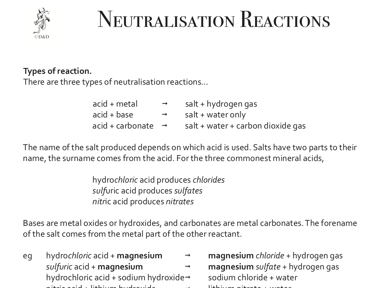 Chemical reactions