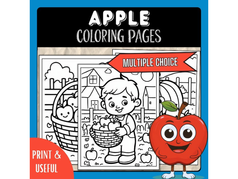 Pumpkin & Apple Coloring Pages | Preschool Fall Coloring Sheets