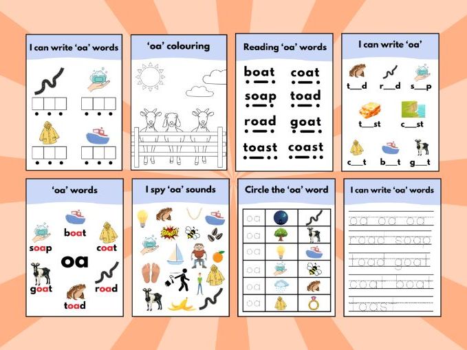 ‘oa’ Phonics Sound Workbook – Early Reading & Writing Activities