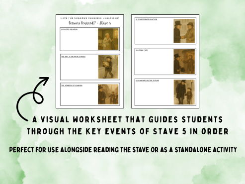 GCSE - A Christmas Carol - Stave 5 (Note-Taking Resource Worksheet).