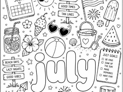 July Colouring Page