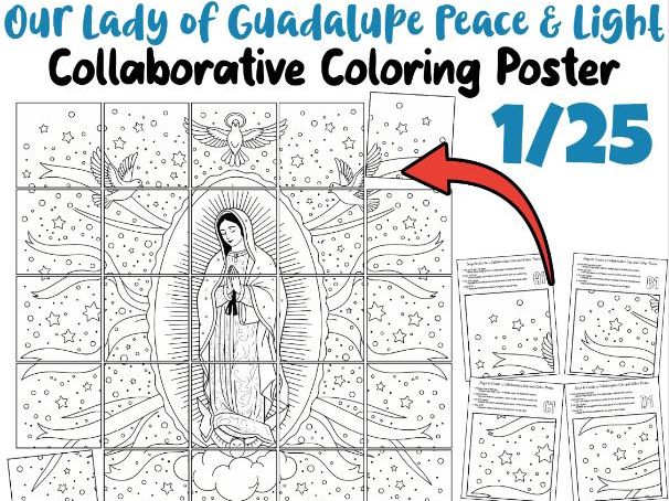 Our Lady of Guadalupe Peace & Light Collaborative Poster | Religious Coloring Art