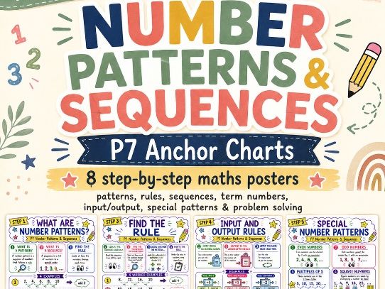 Function Machines, Missing Numbers & Simple Algebraic Thinking P7 Anchor Charts