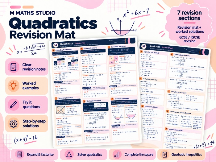 Quadratics | A3 Revision Mat