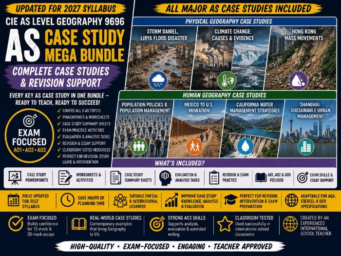 CIE AS Level Geography 9696 Case Study Mega Bundle(UPDATED FOR THE 2027 SYLLABUS)