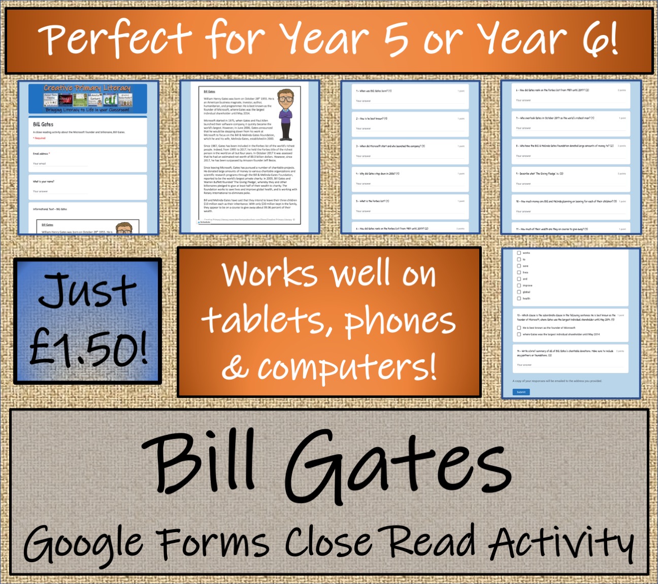UKS2 Bill Gates Reading Comprehension &amp; Distance Learning Activity ...