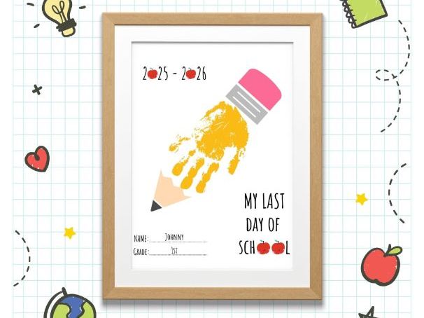 Last Day of School Handprint Craft | End of School Year Printable Sign with Name & Grade