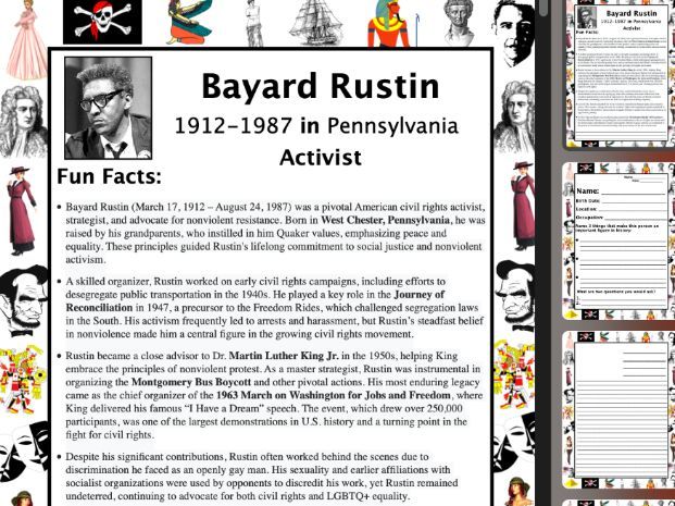 Bayard Rustin PACKET & ACTIVITIES, Important Historical Figures Series