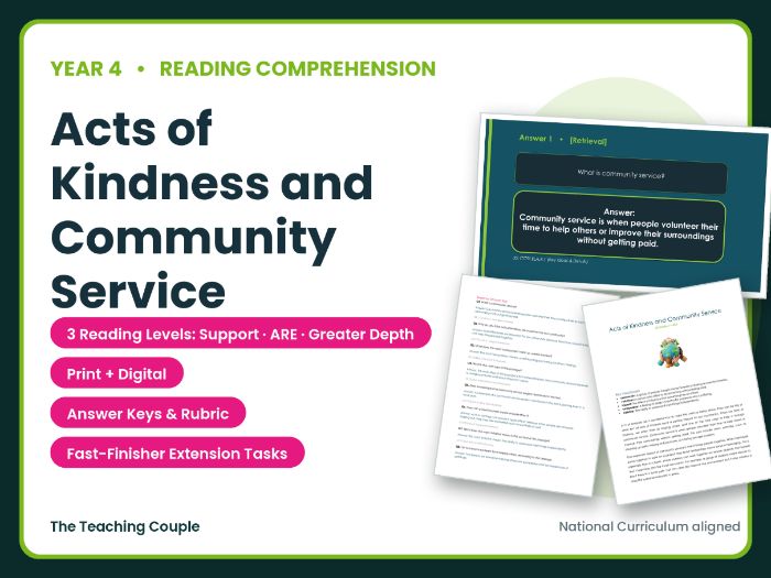 Acts of Kindness and Community Service Reading Comprehension | Year 4 (KS2)