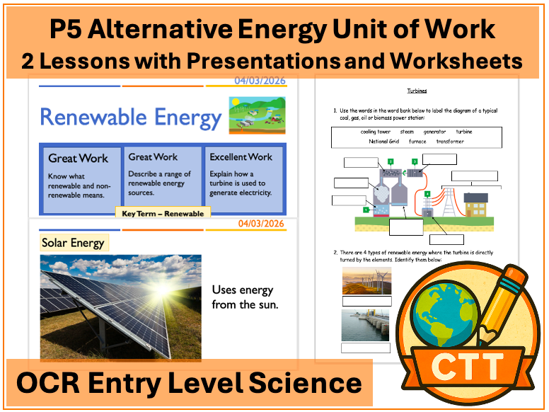 OCR Entry Level Science - P5 Alternative Energy - 2 Lessons
