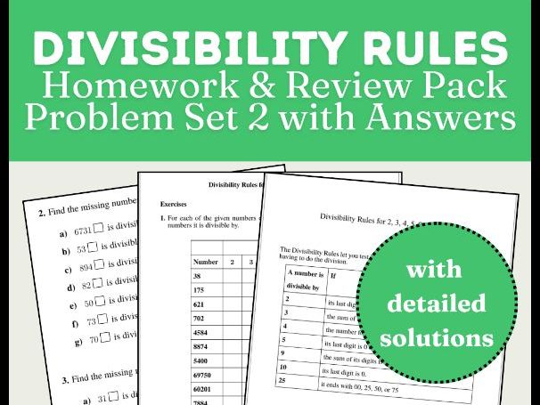 Divisibility Rules Homework & Review Pack | Problem Set 2 with Answers