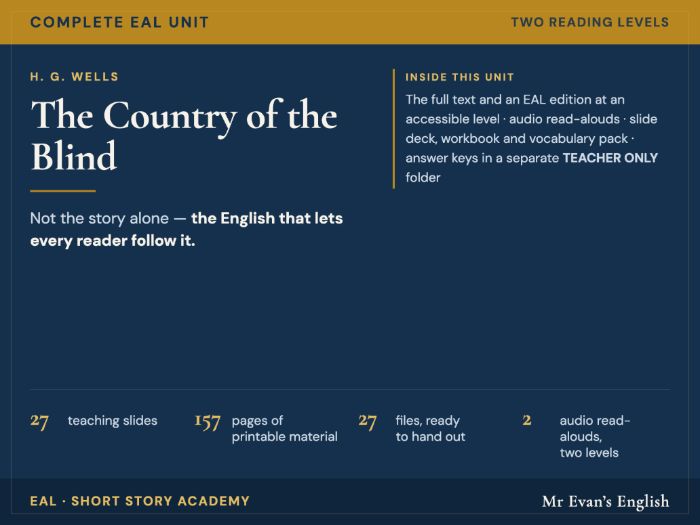 The Country of the Blind | KS3 KS4 English | Complete Unit + EAL + Audio