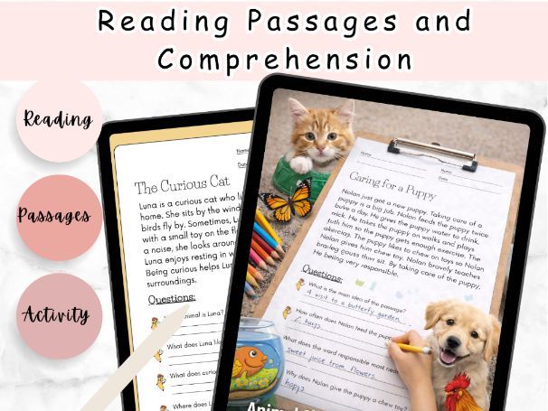 Animals Short Reading Passages and Comprehension Questions for Struggling Readers