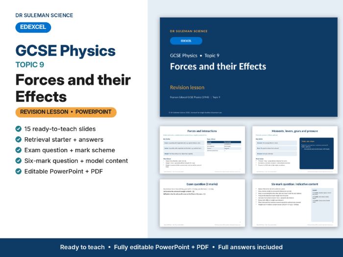 Edexcel GCSE Physics Topic 9 Forces & their Effects Revision Lesson