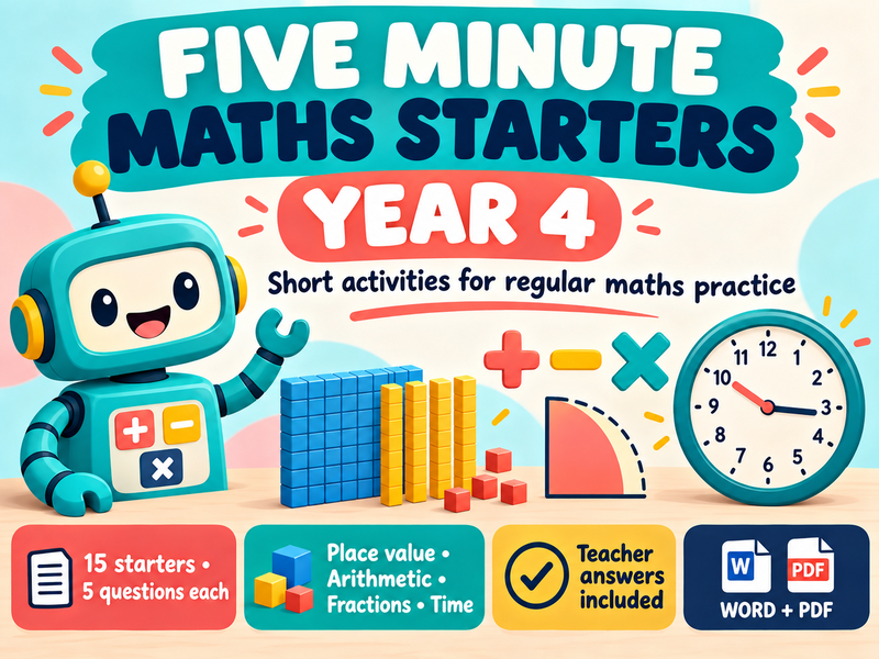 Year 4 Five Minute Maths Starters – 15 Worksheets | Daily Practice + Answers