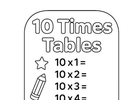 10 Times Tables Colouring Template Bookmark MTC Check