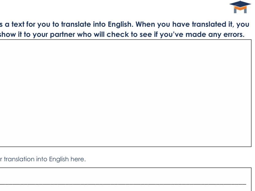 Translation pairwork template