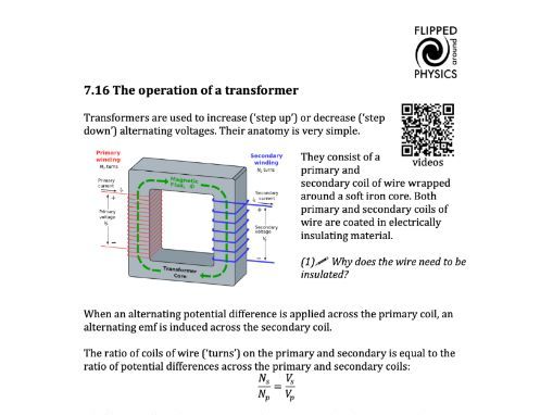 The operation of a transformer