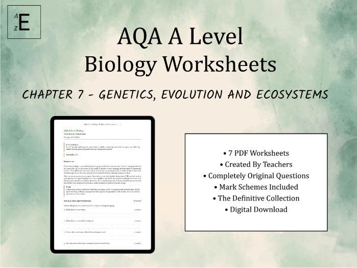 AQA A Level Biology Worksheets Chapter 7 - Genetics, Evolution and Ecosystems