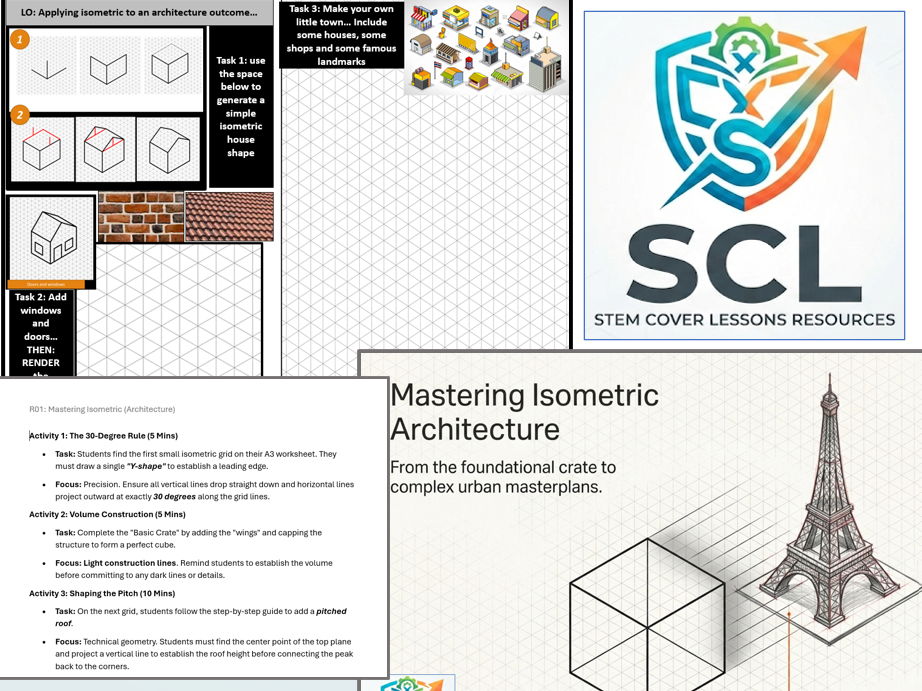 Design Technology Cover Sheet - isometric drawing of simple products (building)