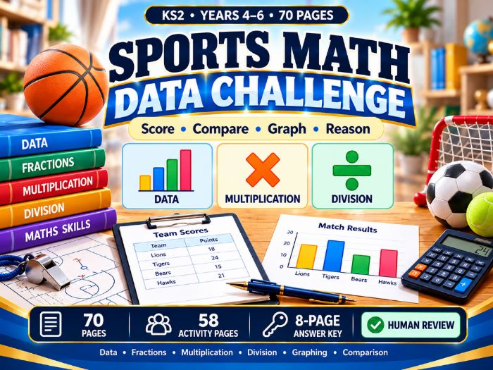 Sports Maths Data Challenge | KS2 Years 4–6 | 70 Pages