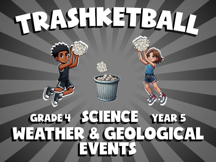 Weather & Geological Events TRASHKETBALL Science Game | No-Prep Year 5 Review Activity