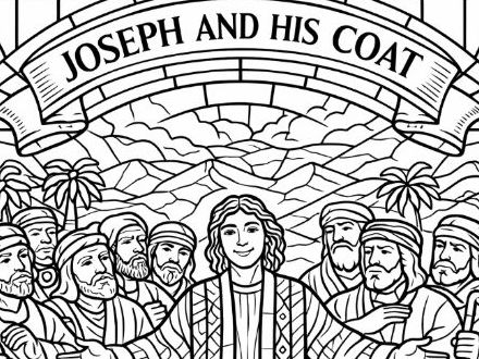 Old Testament Joseph and his Coat Stained-Glass Window Style Colouring Page