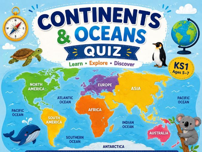 Continents and Oceans Quiz for Kids | Interactive Geography PowerPoint