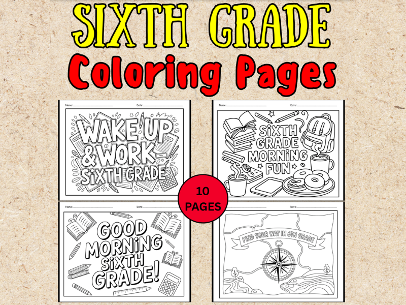 Sixth Grade Morning Work: Beginning Of the Year Coloring Pages Activity No Prep