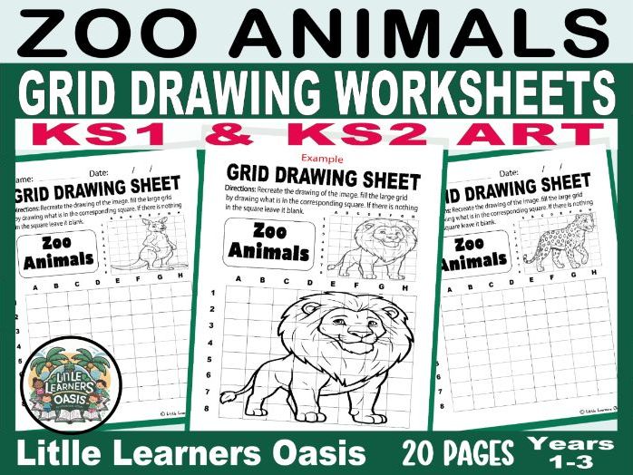 Zoo Animals Grid Drawing | KS1 & KS2 Art