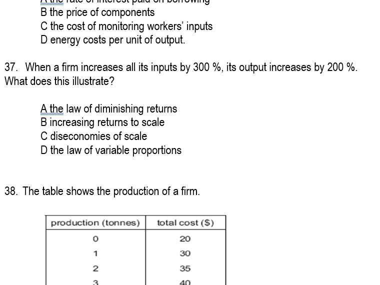 Cost, revenues and the theory of a firm-MCQs