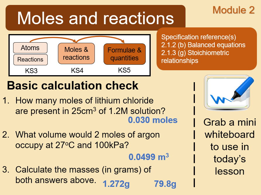 OCR A Chemistry A level - Moles and reactions