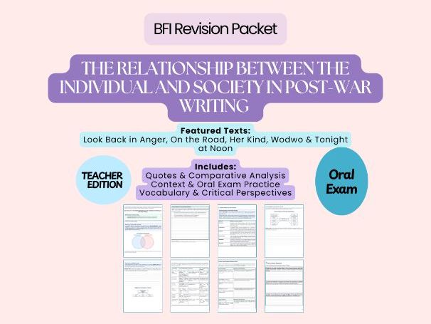 BFI Oral Exam Teacher Revision Pack – KI n°3: The Relationship between the Individual and Society