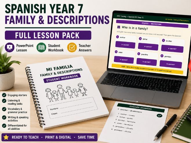 Spanish Year 7 Family & Descriptions Lesson Pack | Mi familia