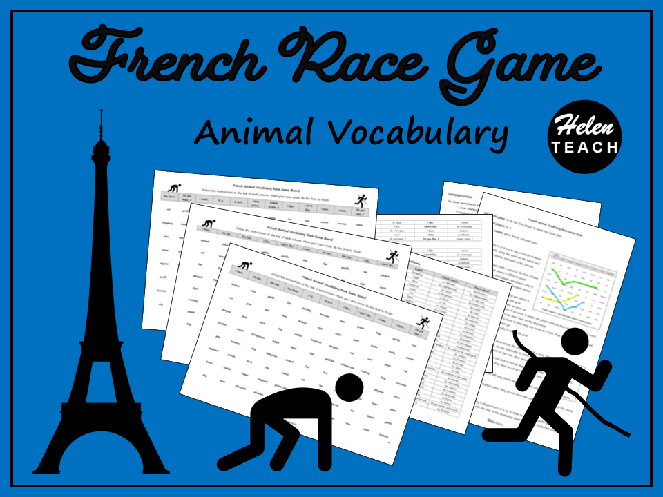 French Animal Vocabulary Race Game Differentiated