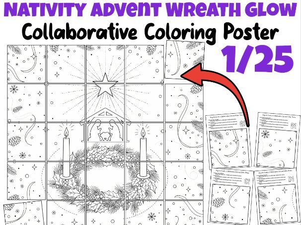 Nativity Advent Wreath Glow Poster | Peaceful Christmas Collaborative Activity