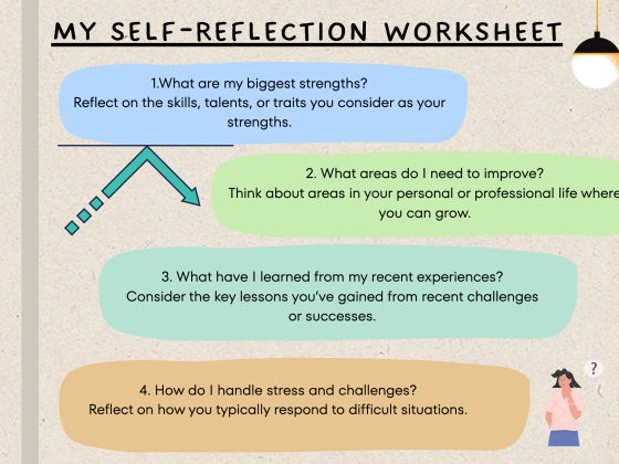 Self Reflection worksheet, Year 10+