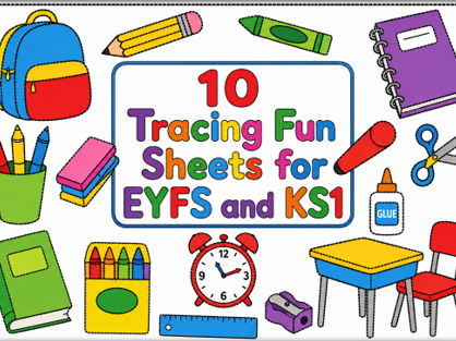 10 Tracing Fun Sheets for EYFS and KS1