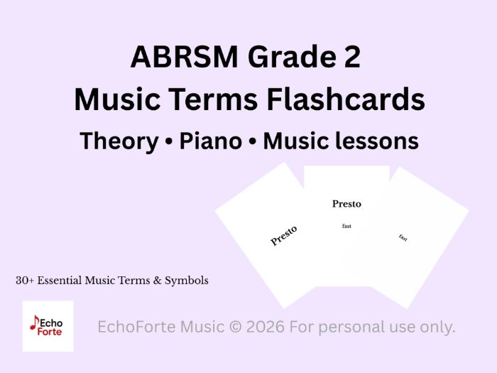 Music Theory Grade 2 Music Terms Flashcards