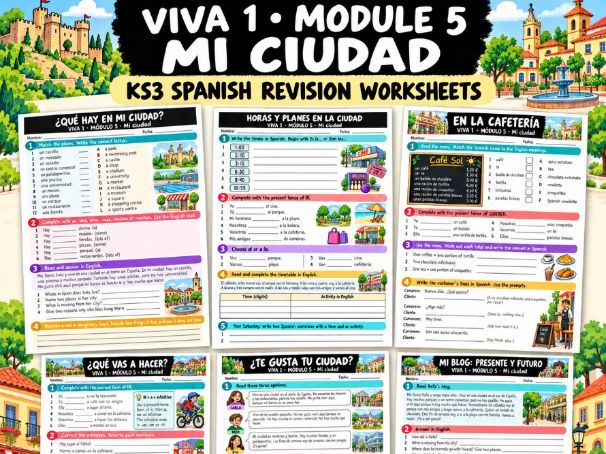 Viva 1 Module 5 – Mi ciudad | KS3 Spanish Revision Worksheets with Answers