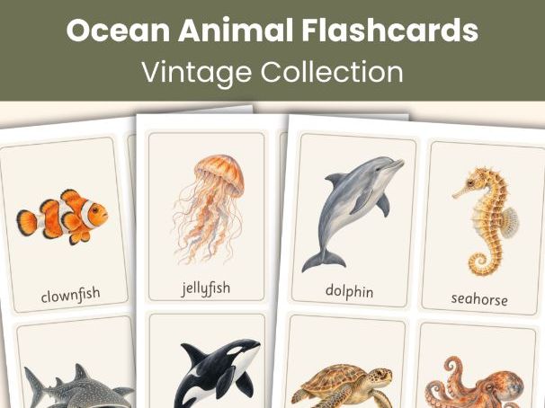 Ocean Animal Flashcards | 36 Printable Sea Life Vocabulary Cards