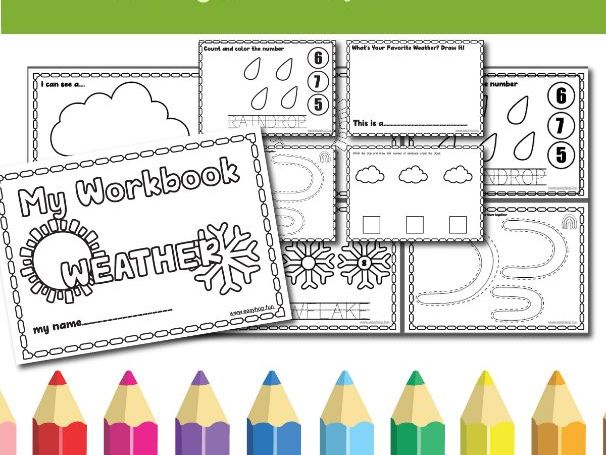 Weather Activity Workbook | Tracing, Counting, Coloring & Creative Fun for Kids | 10 pages