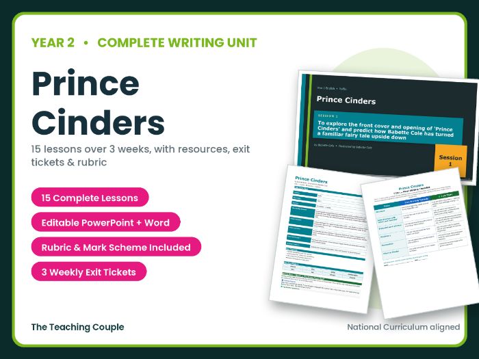Prince Cinders | Year 2 English Unit | 15 Complete Lessons + Resources + Mark Scheme