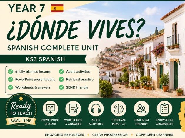Year 7 Spanish | ¿Dónde vives? | Complete KS3 Unit | 6 Lessons | PowerPoints, Worksheets and Audio