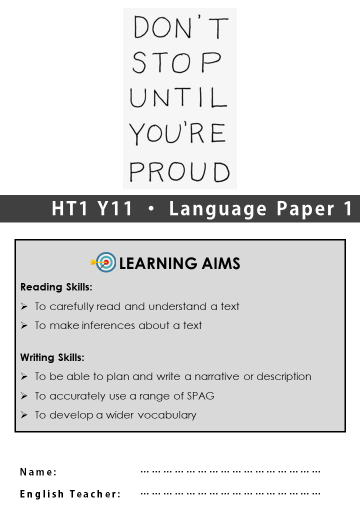 Language Paper 1 Revision Booklet | Teaching Resources