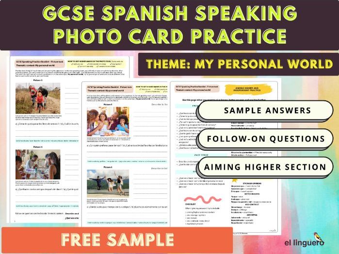 GCSE Spanish Speaking Photo Card Practice - FREE